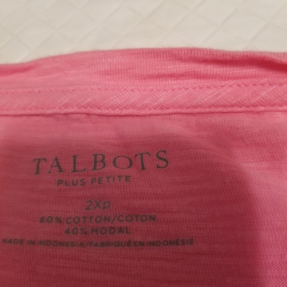 Talbots Plus Petite size 2XP Pink V Neck Top pit to pit 24, pit to hem 16 - Picture 6 of 8